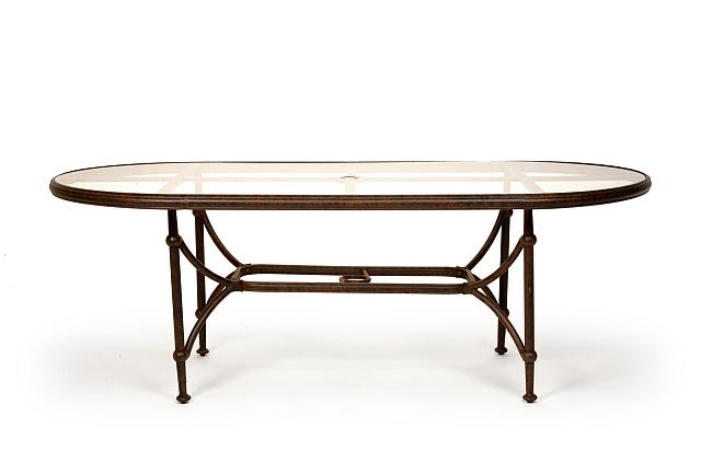 Caluco Santorini Outdoor Luxury Oval Dining Table with Glass Top